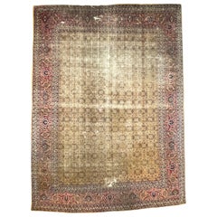 Antique Mustard Saffron & Salmon Designer Tabriz in Herati Design, c.1930's