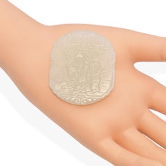 Antique Mutton Fat Jade Carved Official & Attendant Reversible Pendant