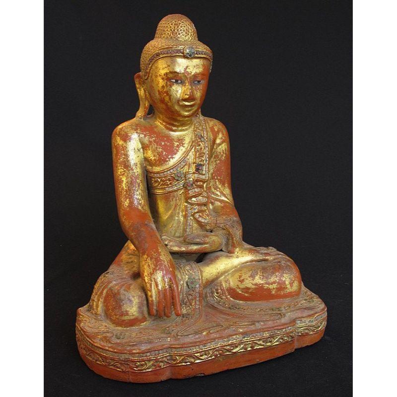 Wood Antique Myanmar Mandalay Buddha from Burma For Sale