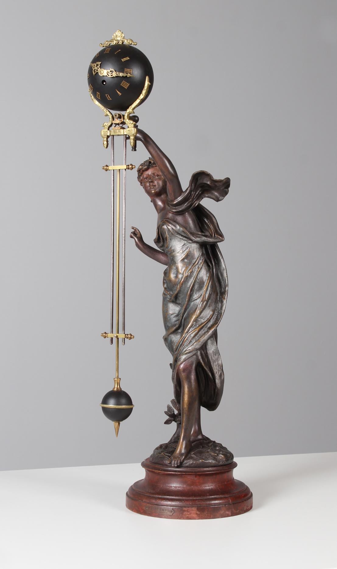 Antike Mystery-Kaminuhr, Mysterieuse Pendule, Frankreich, um 1900 3