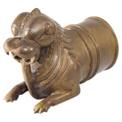 Antique Mythical Tiger Finial Bronze Palanquin Handle 18-19th Century