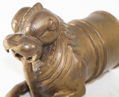 Antique Mythical Tiger Finial Bronze Palanquin Handle 18-19th Century