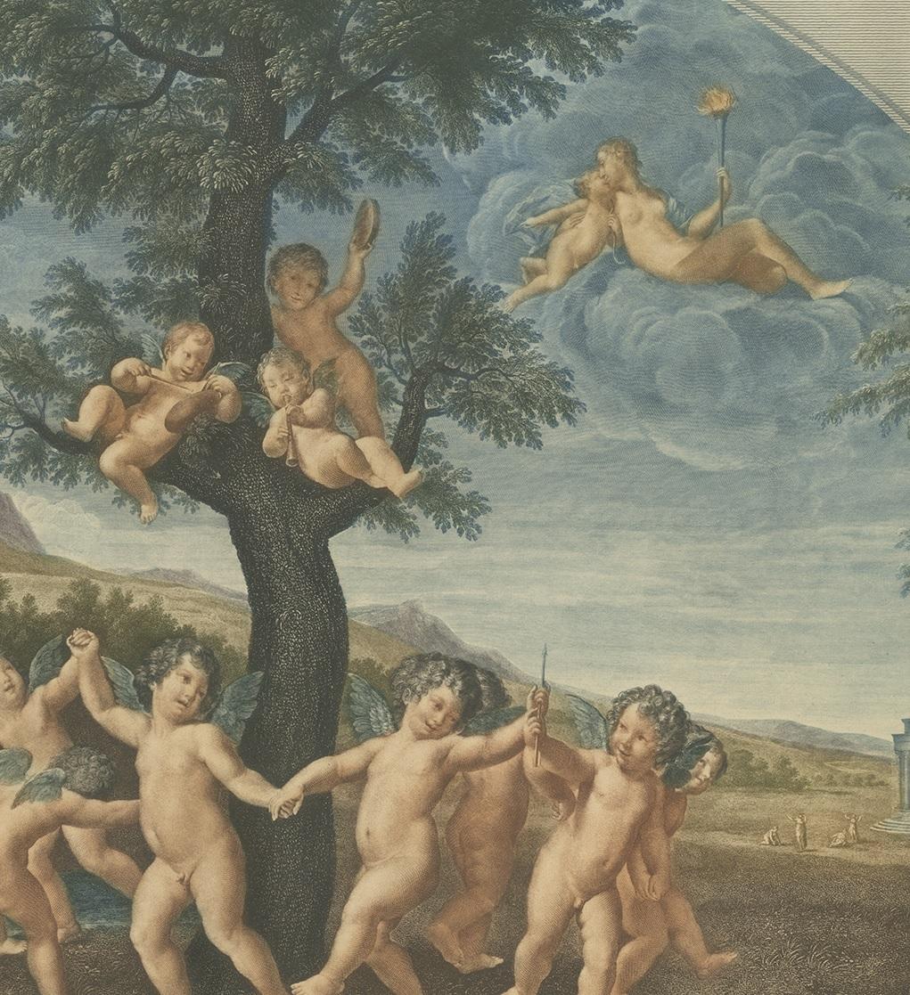 20ième siècle Impression mythologique ancienne d'Arometti dansant avec le dieu Amor, vers 1900 en vente