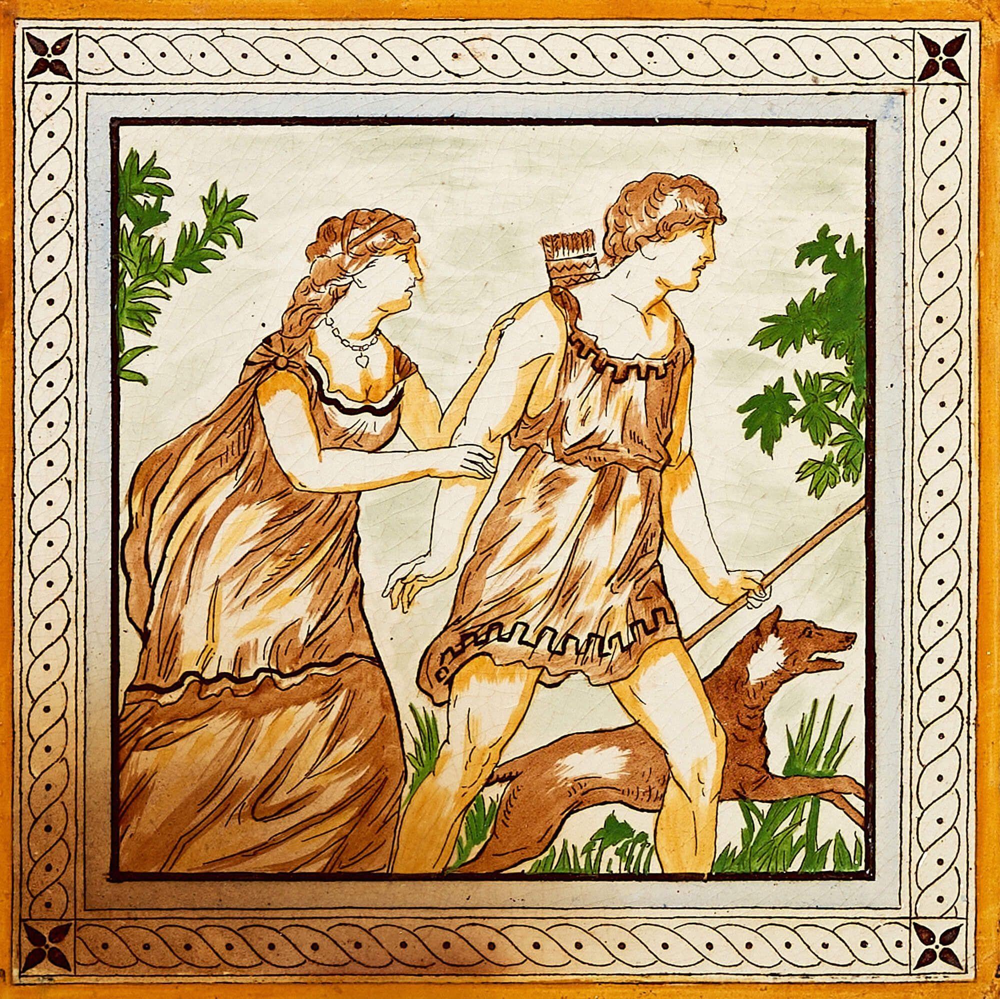 Neoclassical Antique Mythological Tile by Minton Hollins For Sale