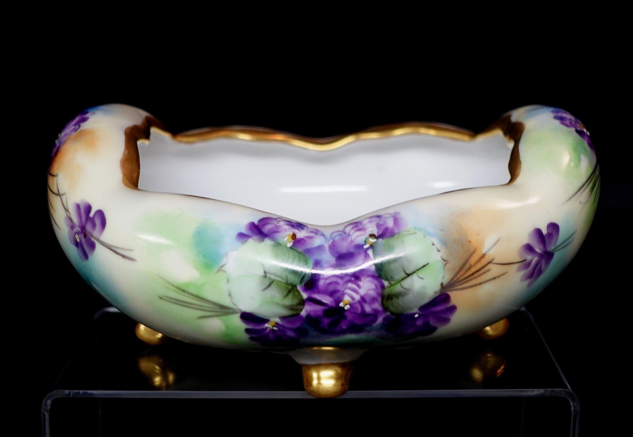 A wonderful antique M.Z. Austria Porcelain footed bowl with charming floral design in multi colors, all hand-painted very attractive shapes, and tone unmark, a great artwork.

Dimensions: vase 7.5