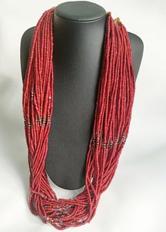 Antique Naga white heart bead necklace Konyak North India Asian Tribal Jewellery