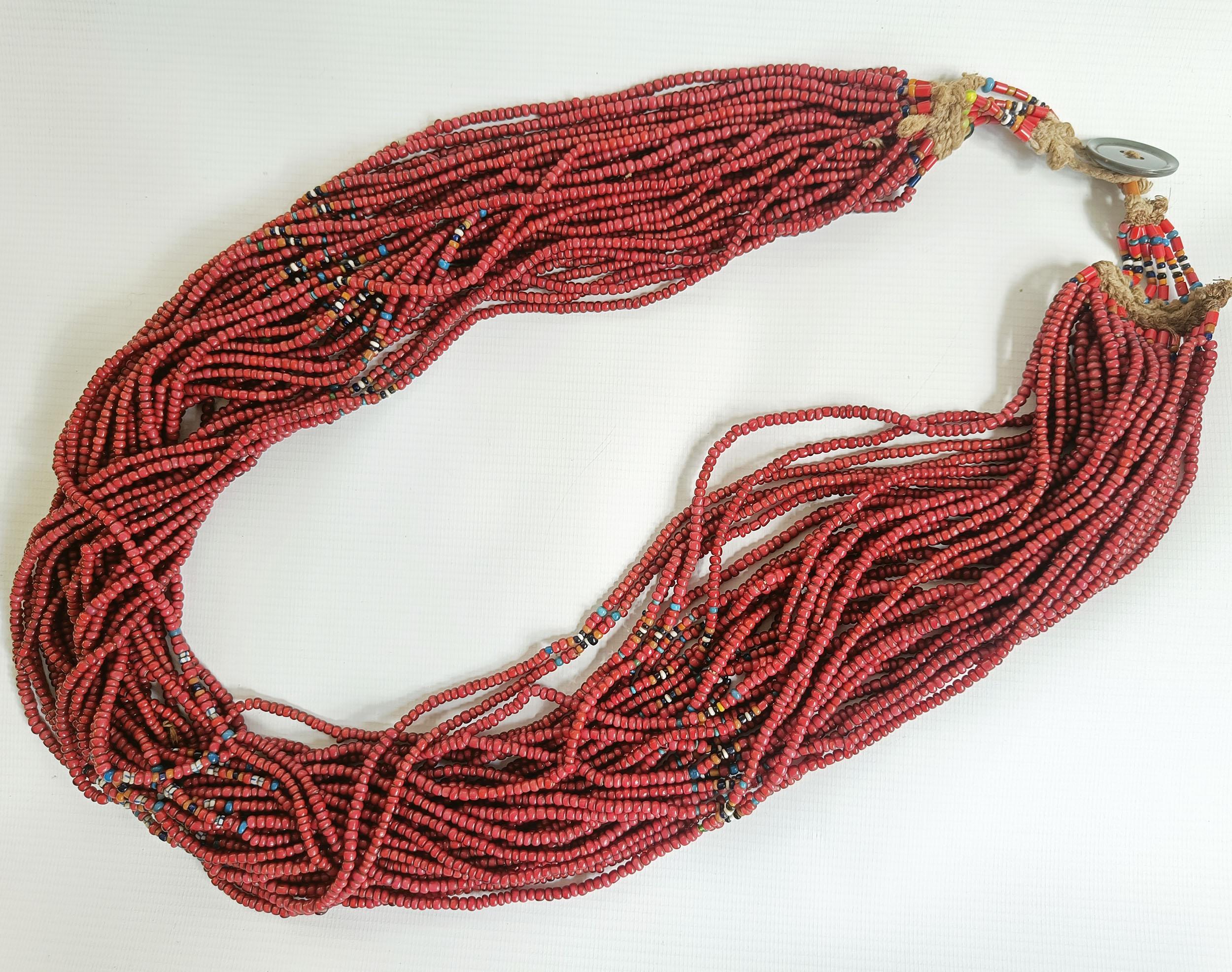 Indian Antique Naga white heart bead necklace Konyak North India Asian Tribal Jewellery For Sale