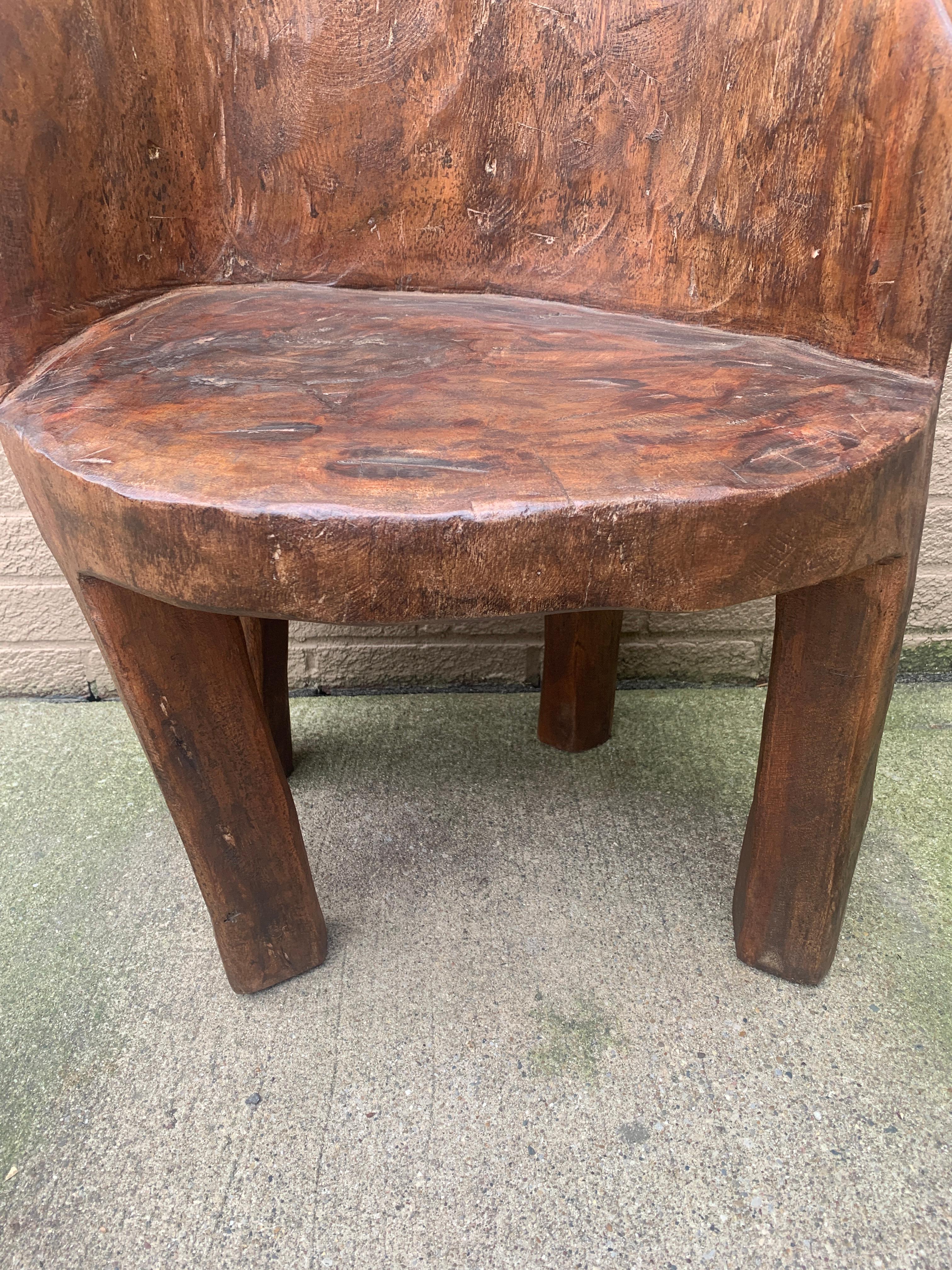 Antique Naga People's Hand -Carved Wooden Stump Chair, Early 20th Century For Sale 6