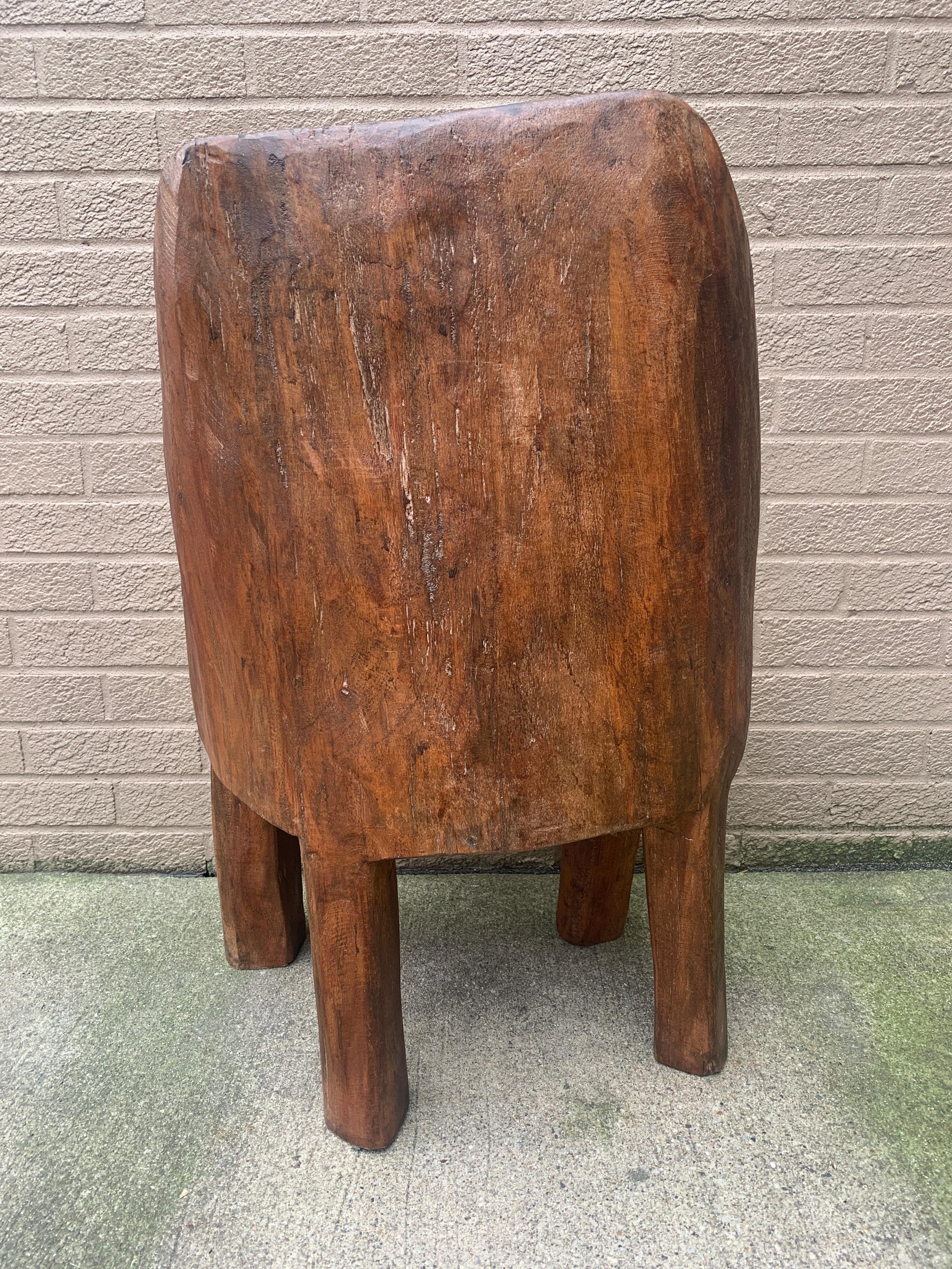 Antique Naga People's Hand -Carved Wooden Stump Chair, Early 20th Century For Sale 8