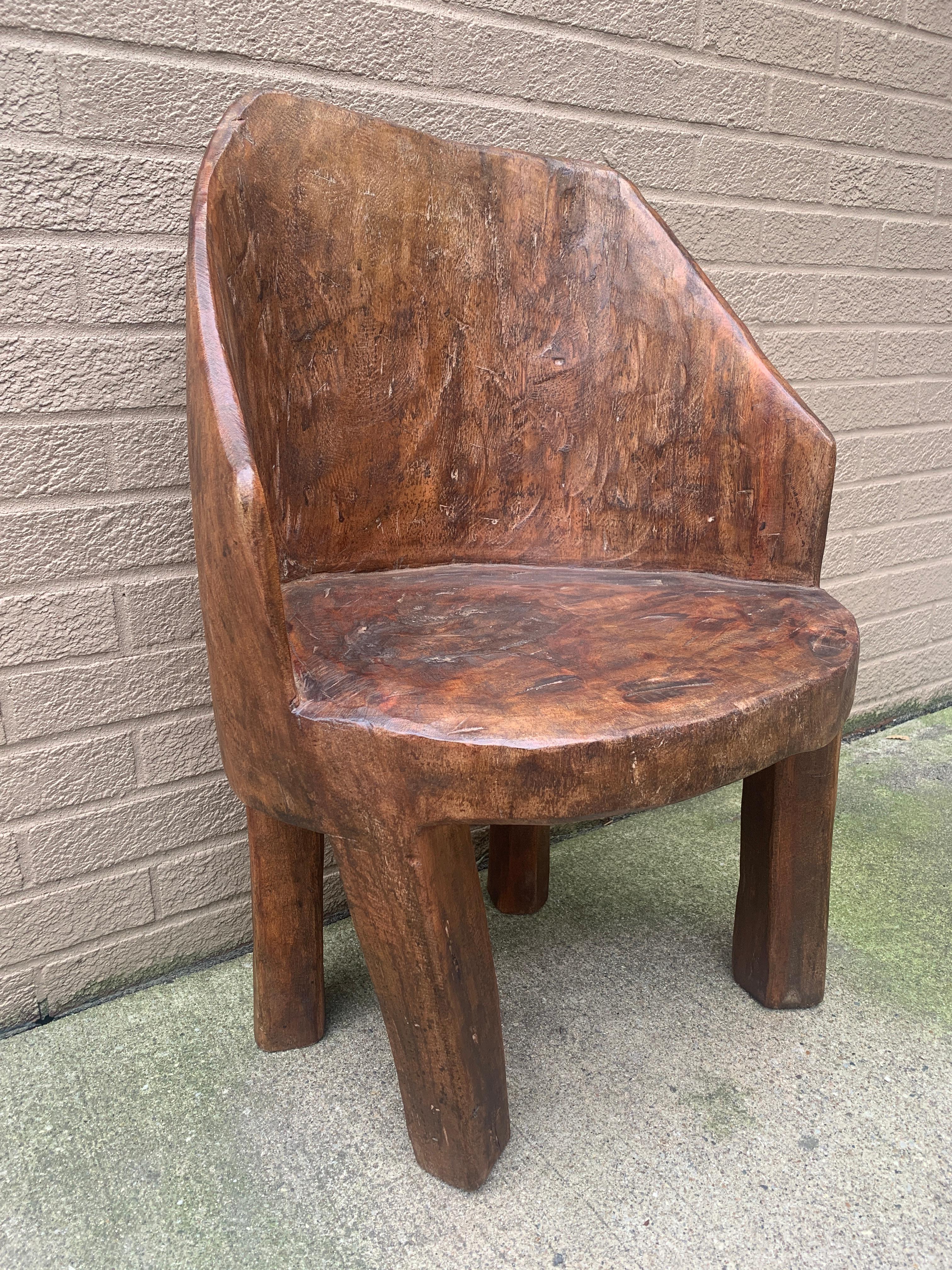 Antique Naga People's Hand -Carved Wooden Stump Chair, Early 20th Century For Sale 1