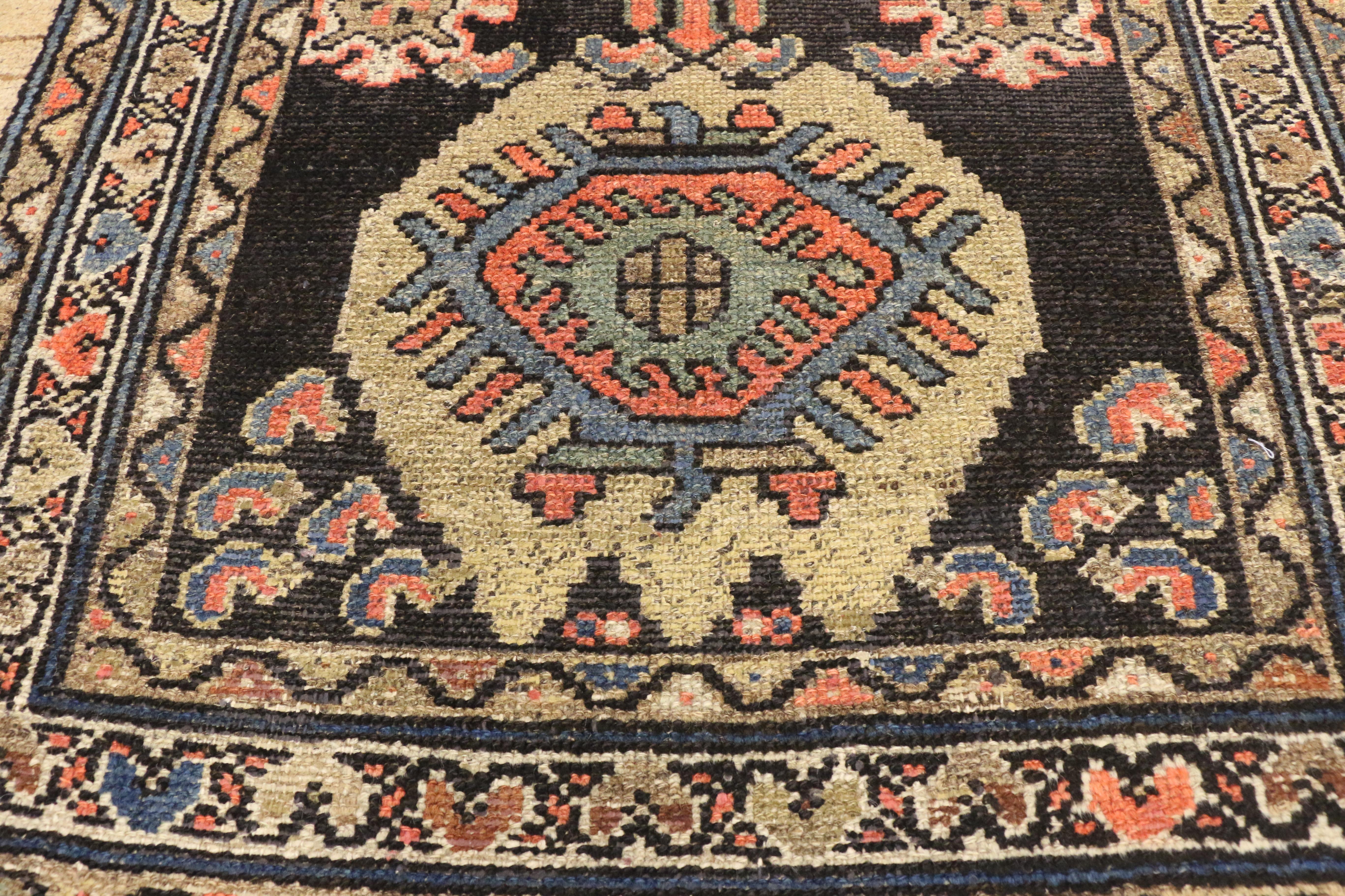 Persian Antique Nahavand Hamadan Accent Rug with Tribal Style, Small Runner  For Sale