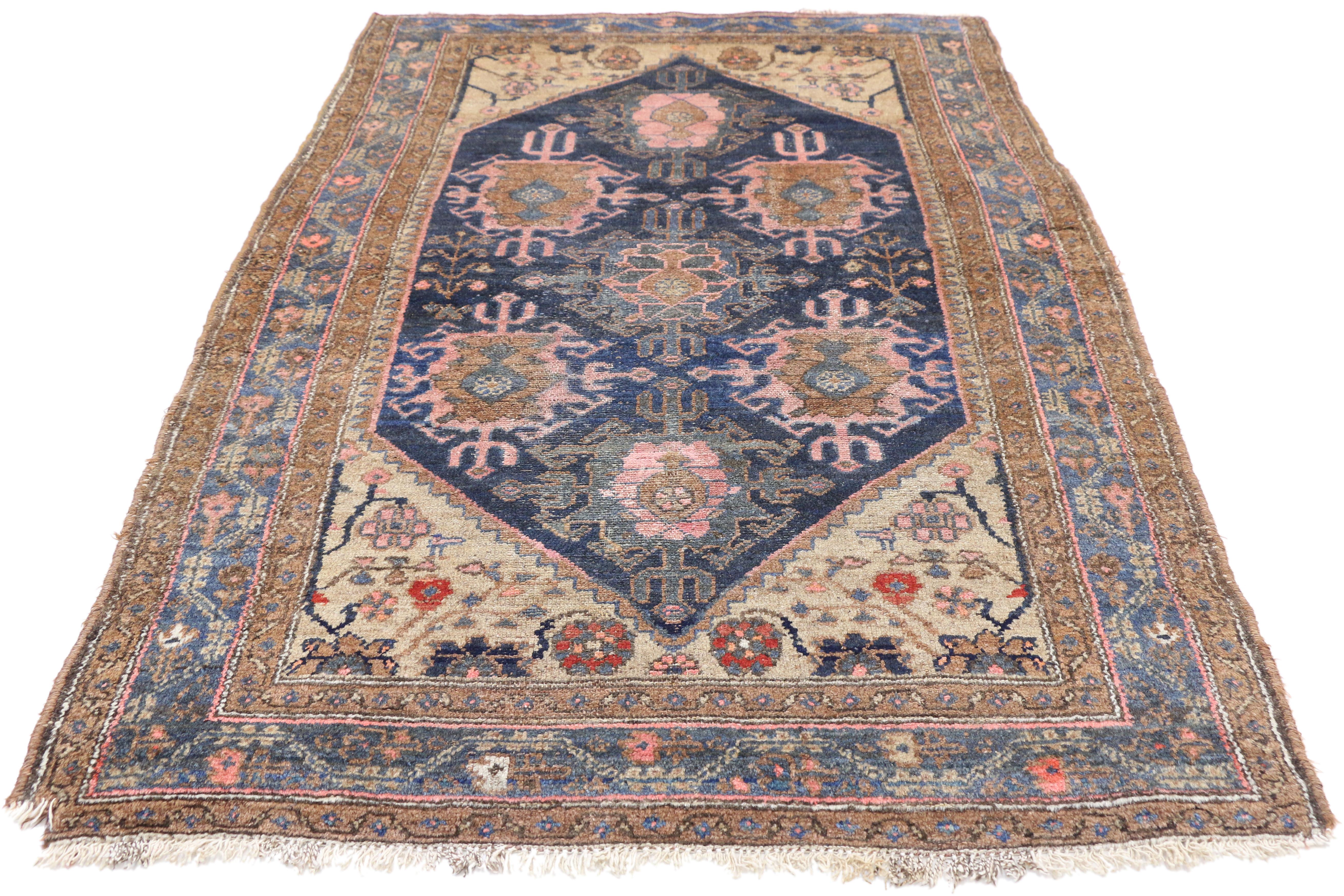 Hand-Knotted Antique Nahavand Hamadan Persian Rug with Modern Style