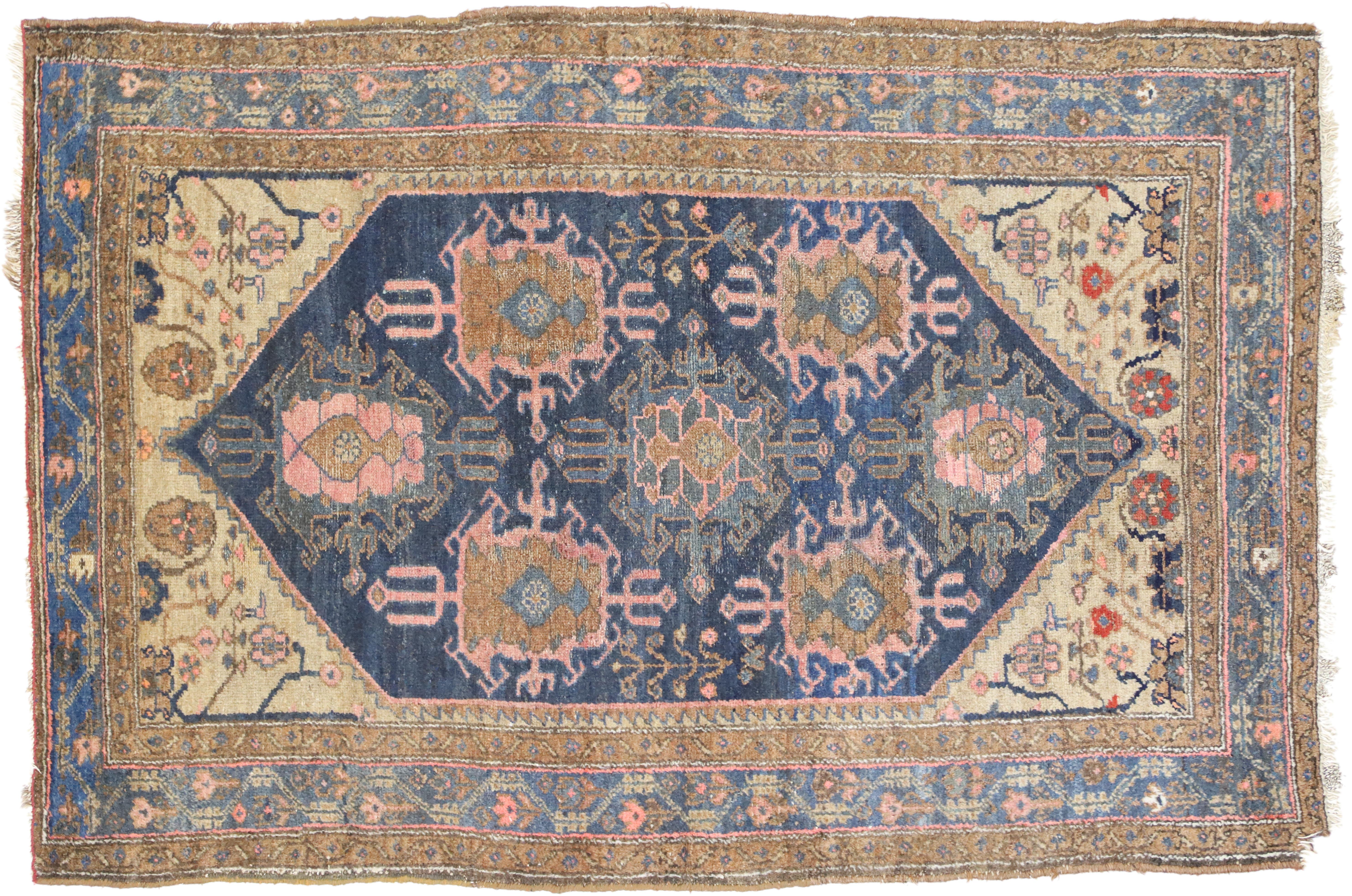 Wool Antique Nahavand Hamadan Persian Rug with Modern Style