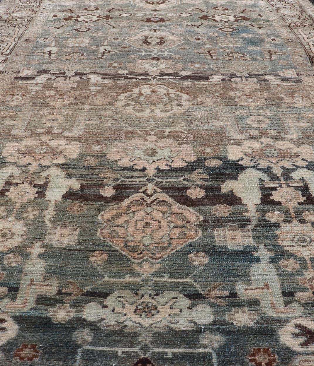 Antique Nahavand Rug with All-Over Sub-Geometric Design in Muted Colors In Good Condition For Sale In Atlanta, GA