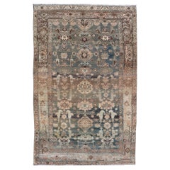 Antique Nahavand Rug with All-Over Sub-Geometric Design in Muted Colors