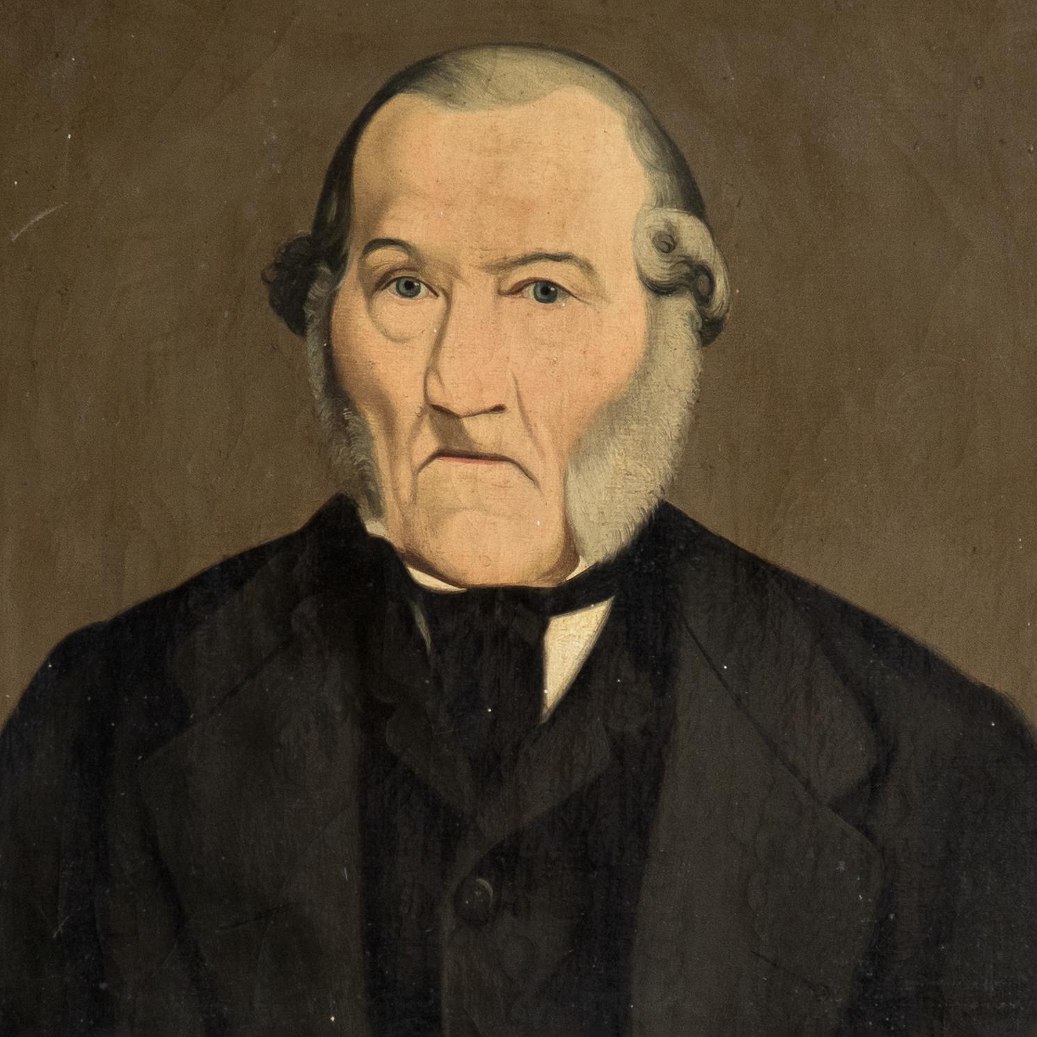 Antique Naive Portrait Of A Cornish Gent, Original Oil On Canvas Painting 19th C For Sale 3