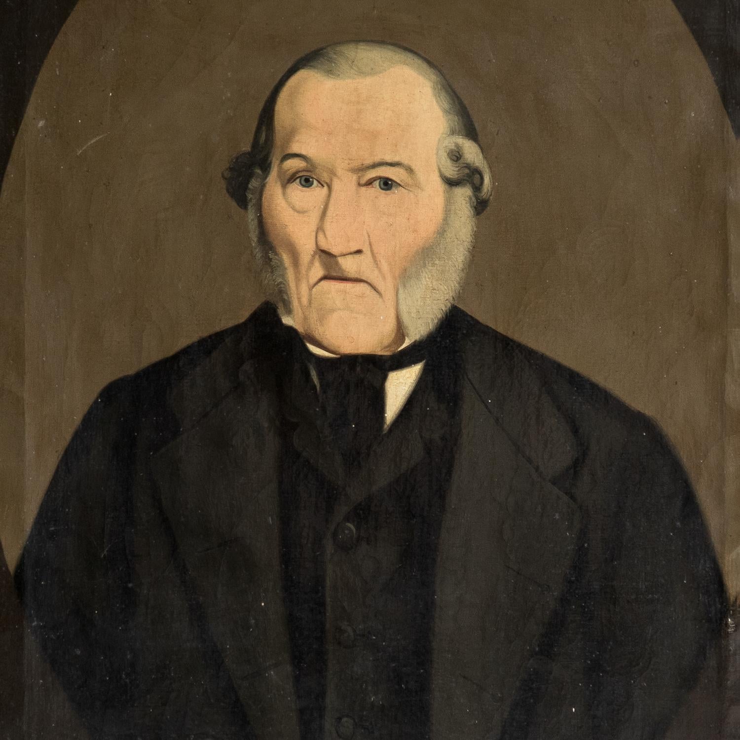 Antique Naive Portrait Of A Cornish Gent, Original Oil On Canvas Painting 19th C In Good Condition For Sale In Bristol, GB