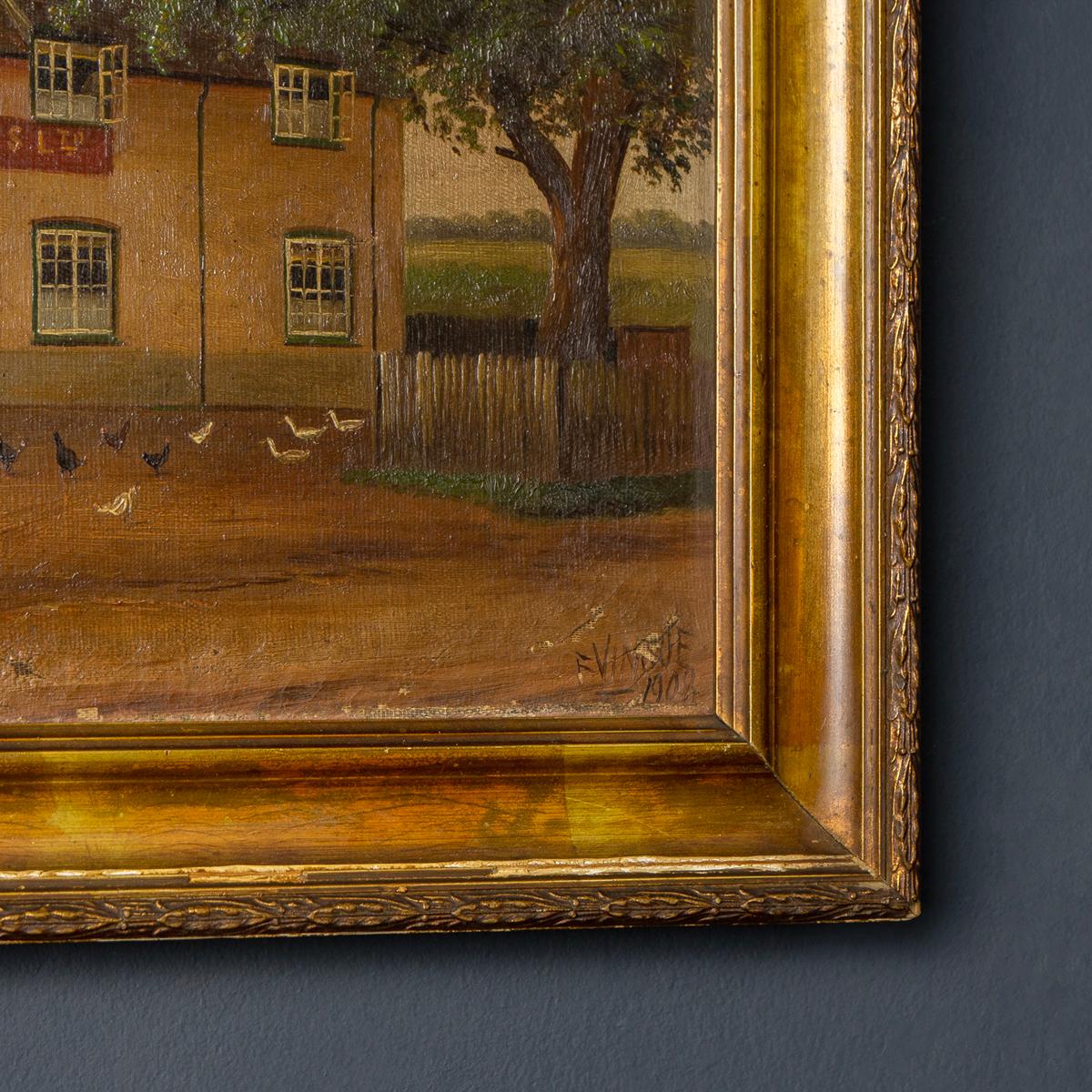 Antique Naive Oil Depicting Berkshire Pub by Francis Vingoe, Early 20th Century For Sale 2