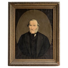 Antico ritratto naif della Cornovaglia, olio su tela originale del XVIII secolo