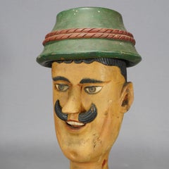 Antique Naive Woodcarving Sculpture of a Folksy Bavarian Man