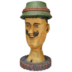 Antique Naive Woodcarving Sculpture of a Folksy Bavarian Man