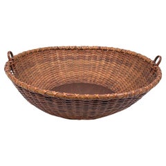 Antique Nantucket Lightship Basket with Wide Rim