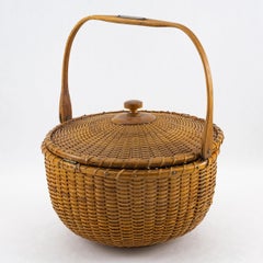 Antique Nantucket Lightship Covered Market Basket