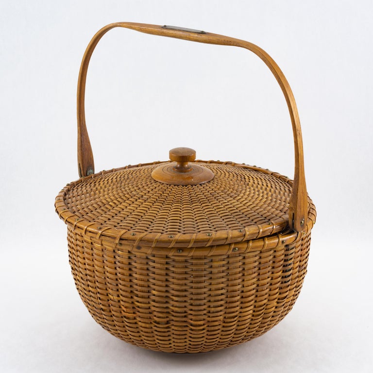 Antique Nantucket Lightship Covered Market Basket at 1stDibs