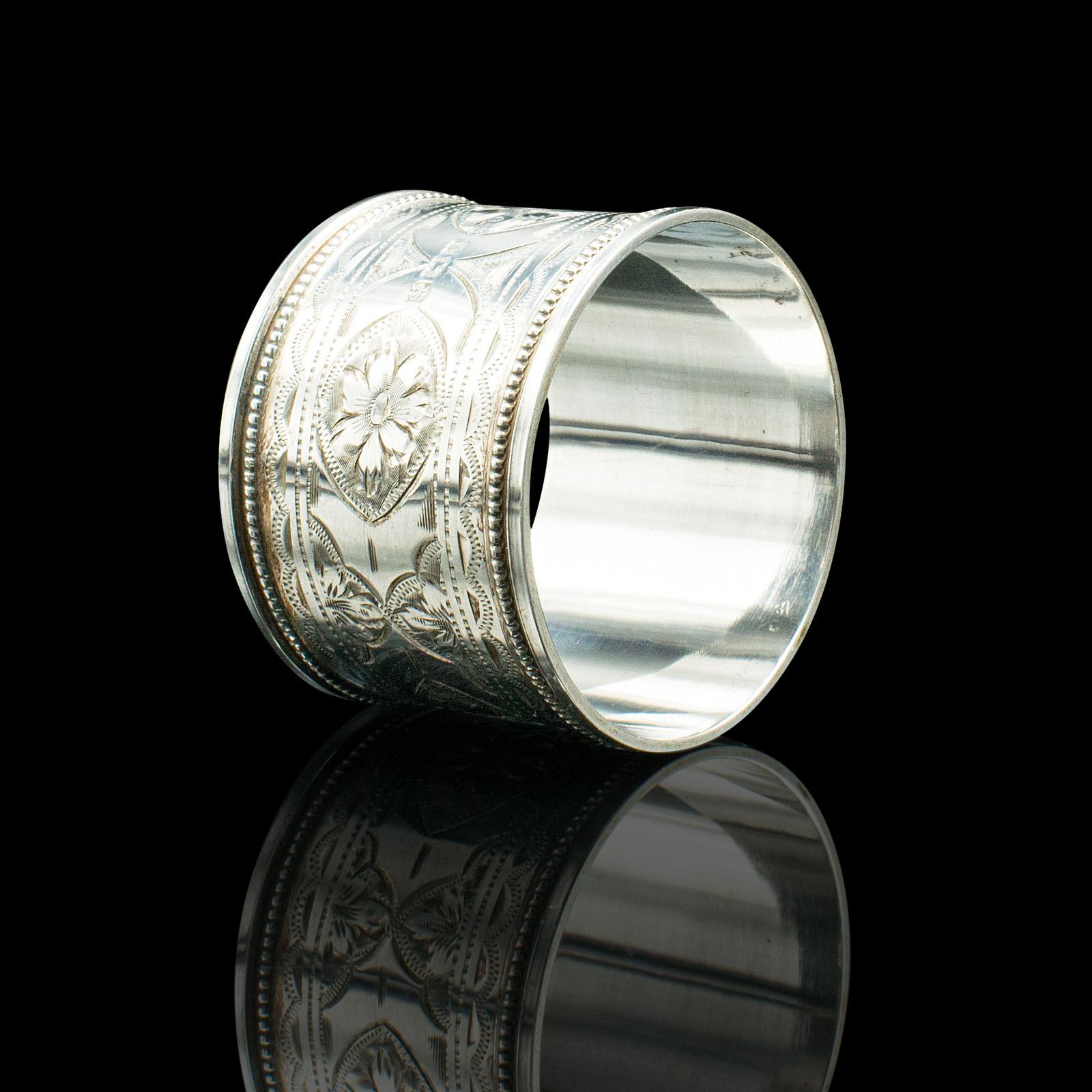 20th Century Antique Napkin Ring, English Sterling Silver, Table Decor, Hallmarked, Date 1922 For Sale