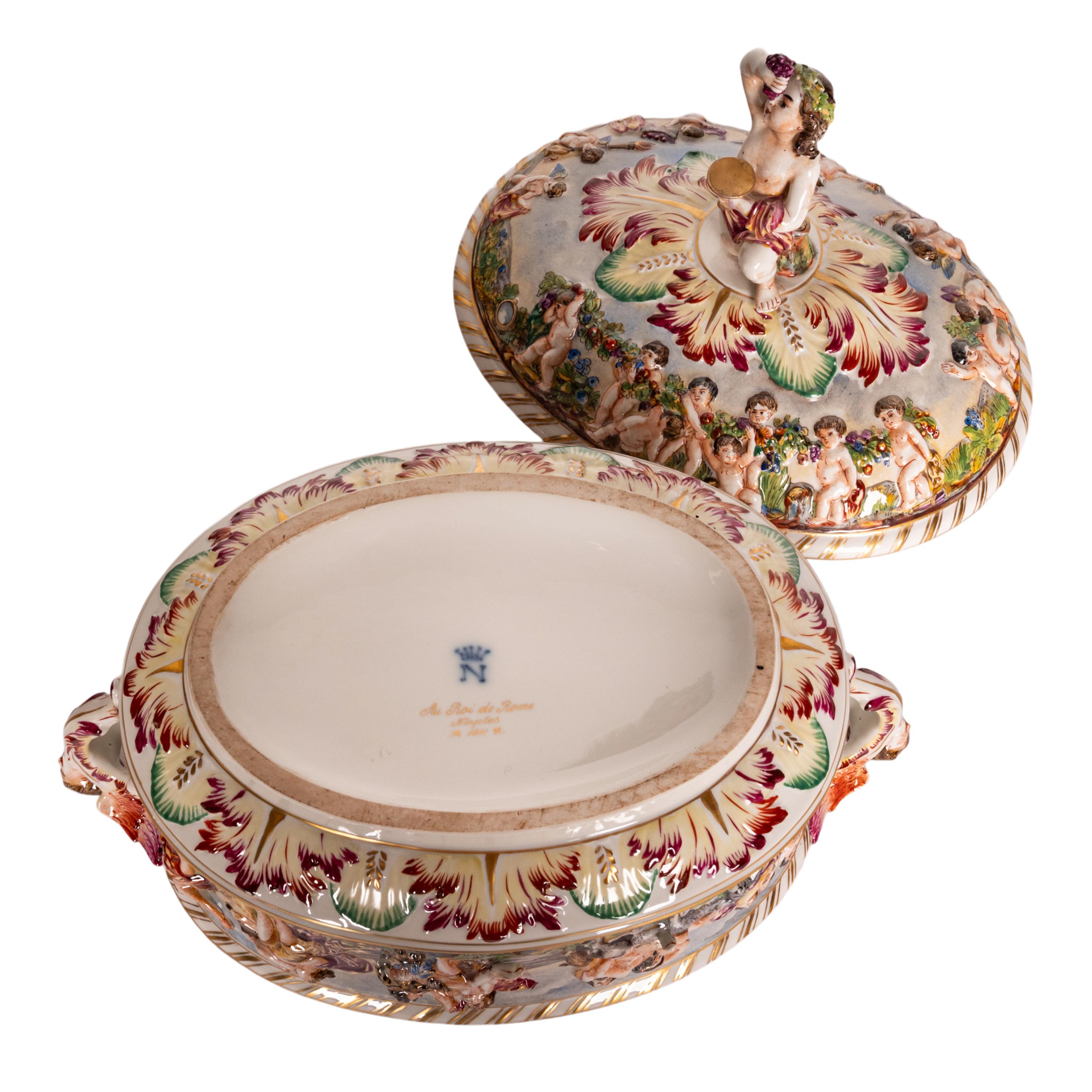 Antique Naples Porcelain 215 Piece Dinner & Tea Service Napoleon Au Roi de Rome For Sale 12