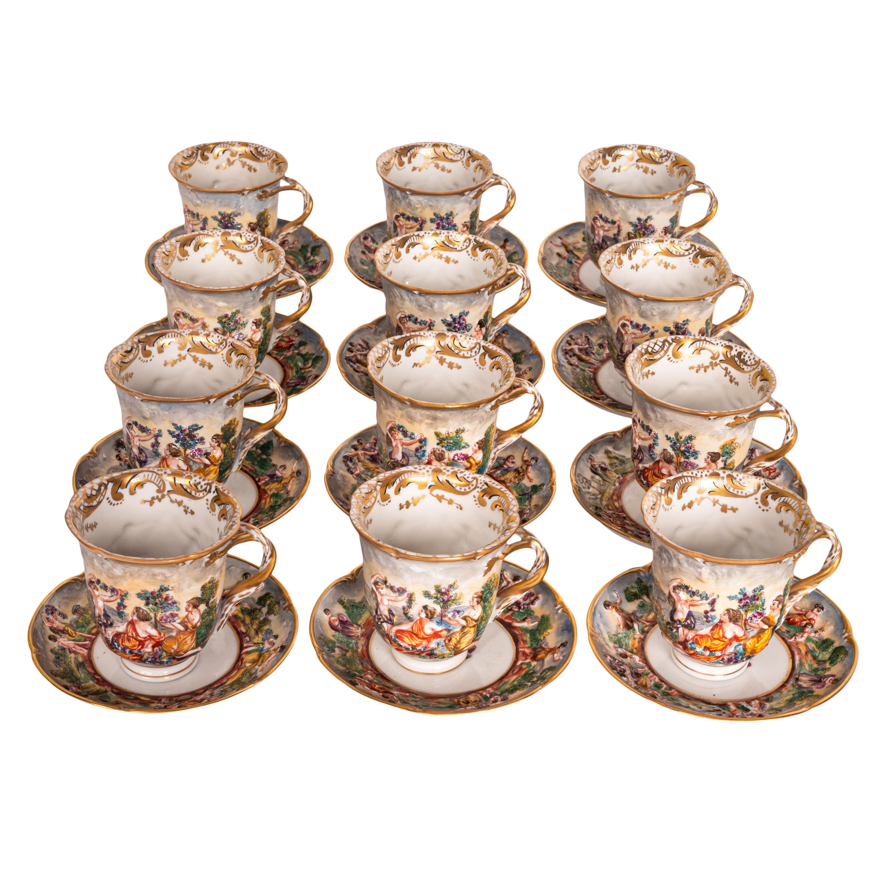 19th Century Antique Naples Porcelain 215 Piece Dinner & Tea Service Napoleon Au Roi de Rome For Sale