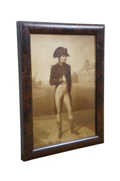 Antique Napoleon Bonaparte First Consul at Malmaison Print Burl Frame