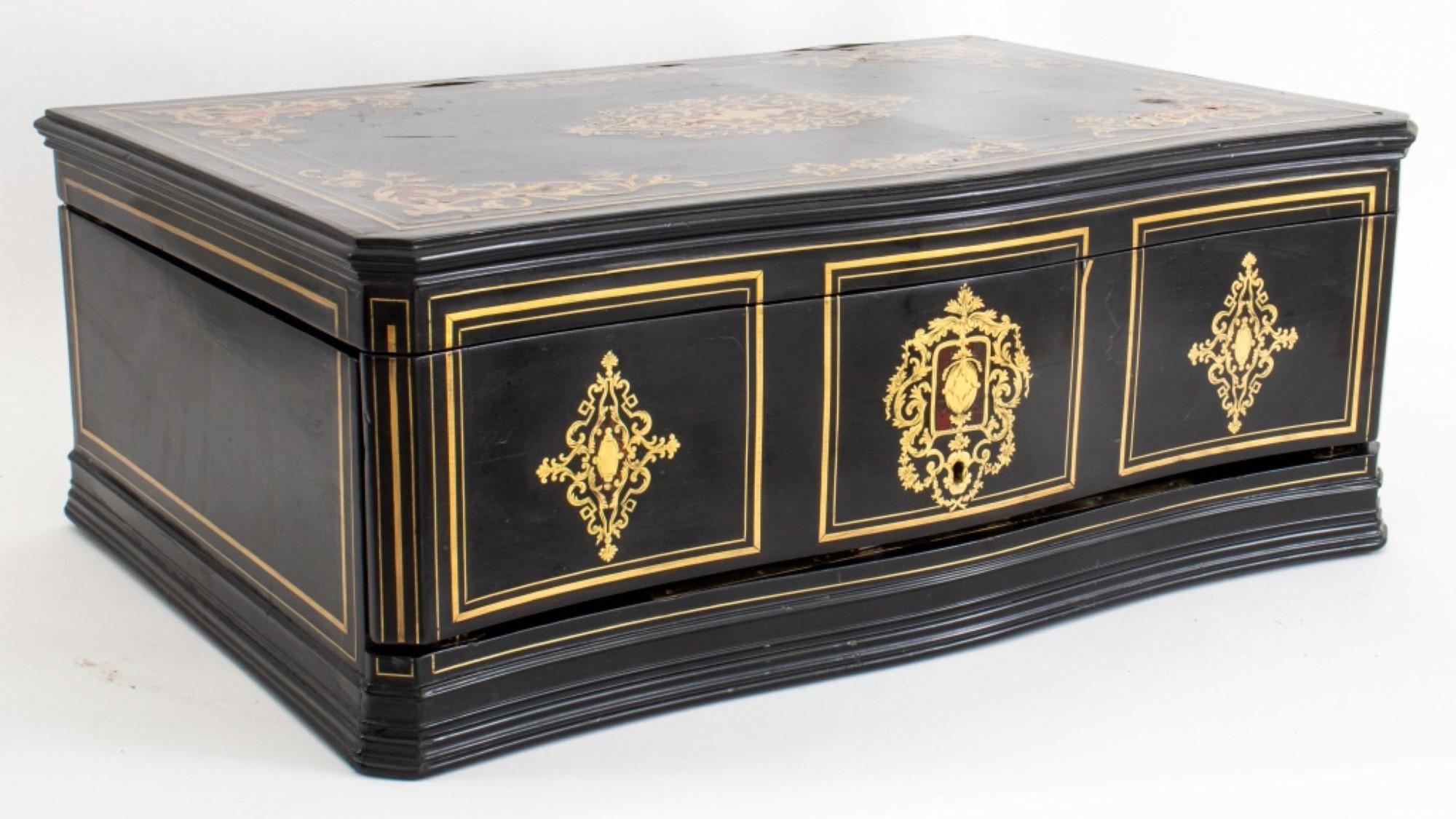 French Antique Napoleon III Boulle Style Writing Box For Sale
