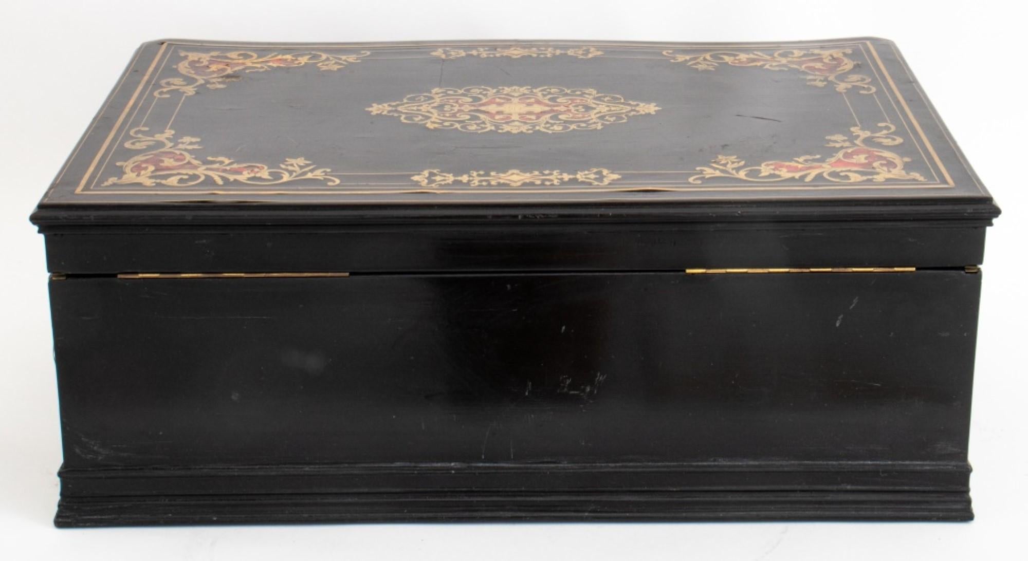 19th Century Antique Napoleon III Boulle Style Writing Box For Sale