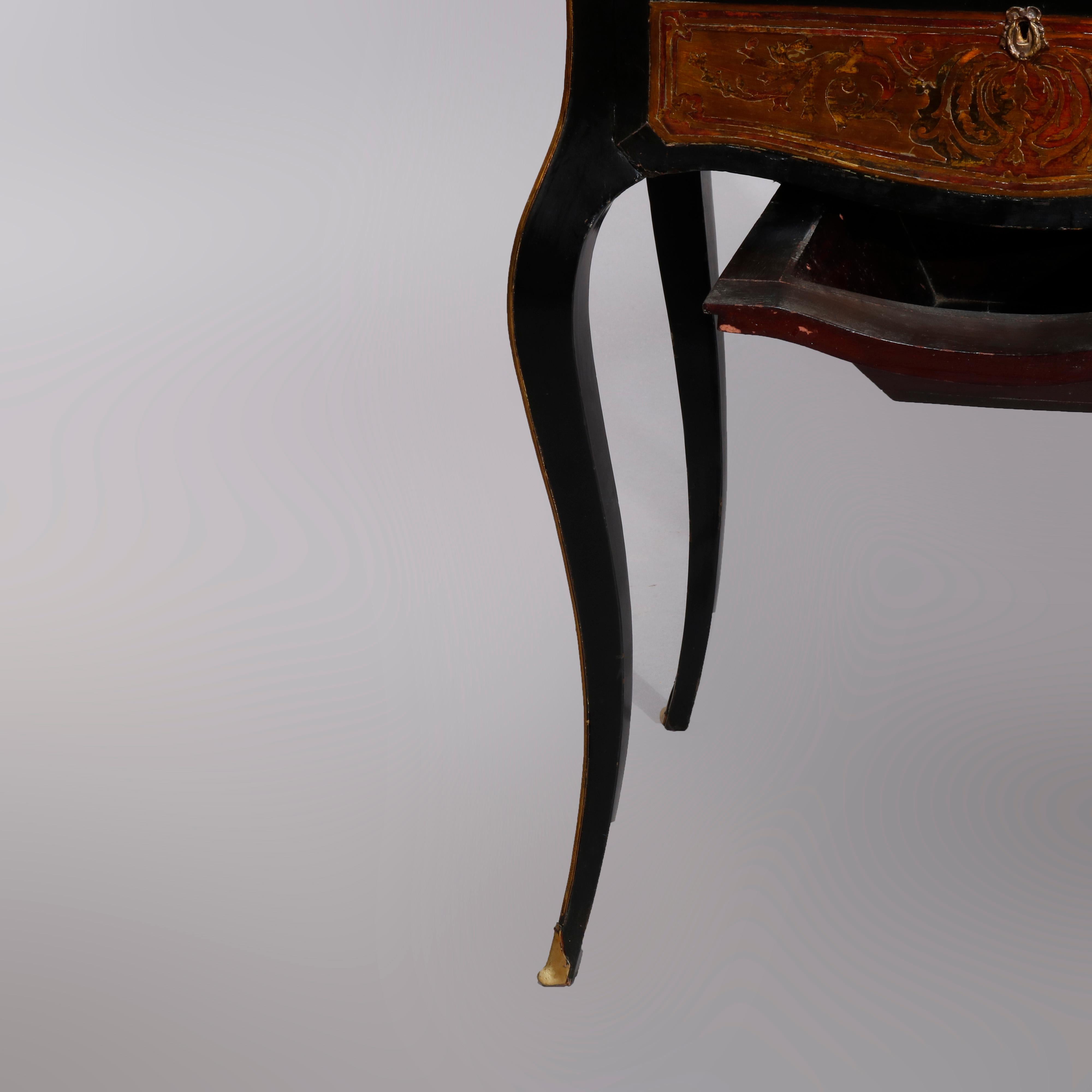 Antique Napoleon III Boulle and Tortoise Shell Ebonized Sewing Stand, circa 1870 3