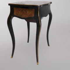 Antique Napoleon III Boulle and Tortoise Shell Ebonized Sewing Stand, circa 1870