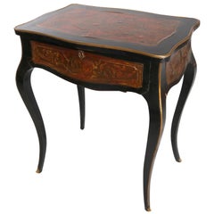 Antique Napoleon III Boulle and Tortoise Shell Ebonized Sewing Stand, circa 1870