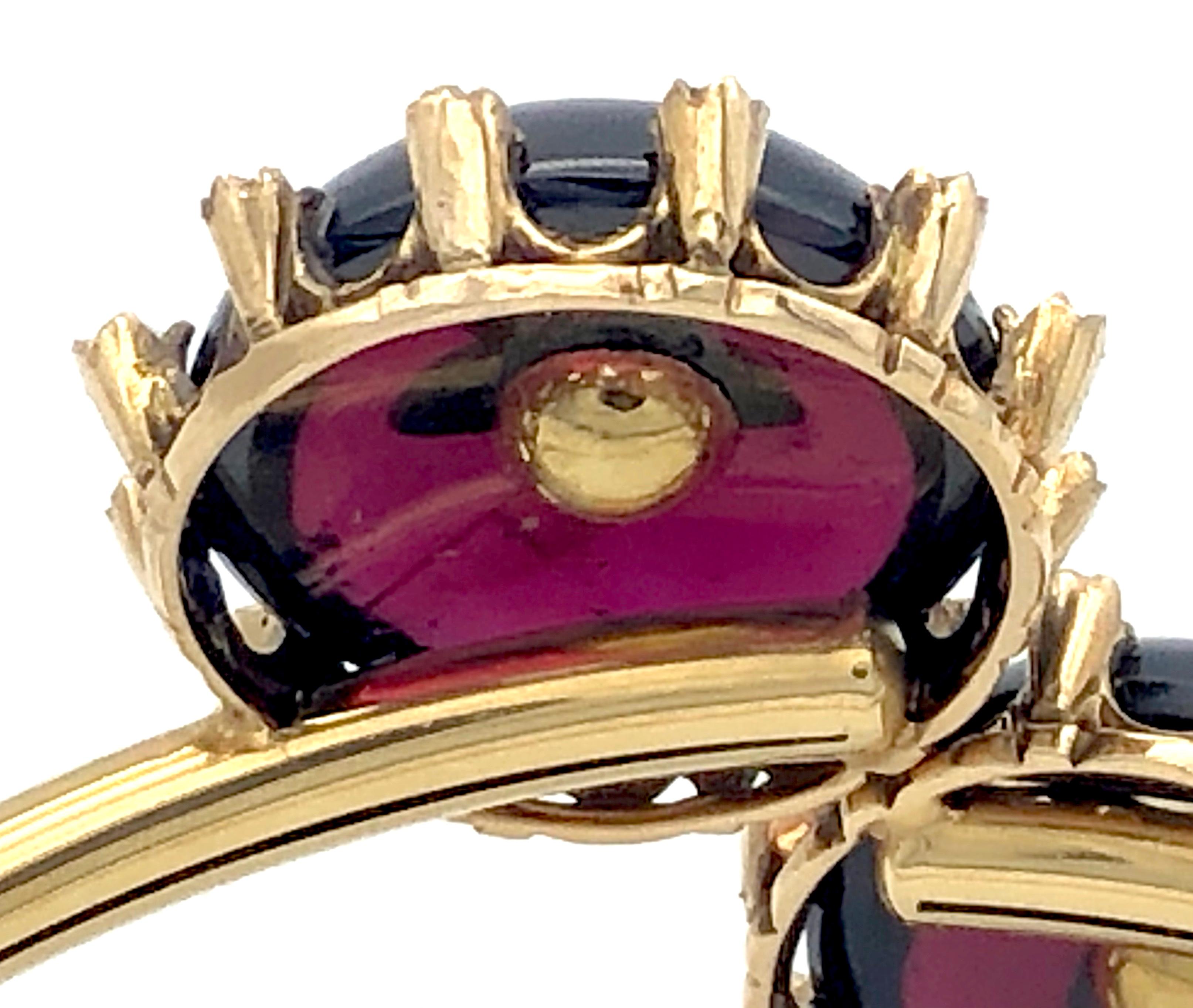 Women's Antique Napoleon III Cabochons Almandin Garnets Opals Diamonds Gold