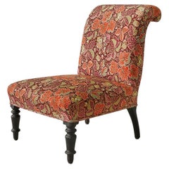 Antique Napoleon III Chair with New Red Pattern Upholstery, France, 19th Century