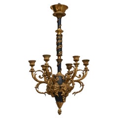 Antique Napoleon III Chandelier, Gilt and Black Patinated Bronze