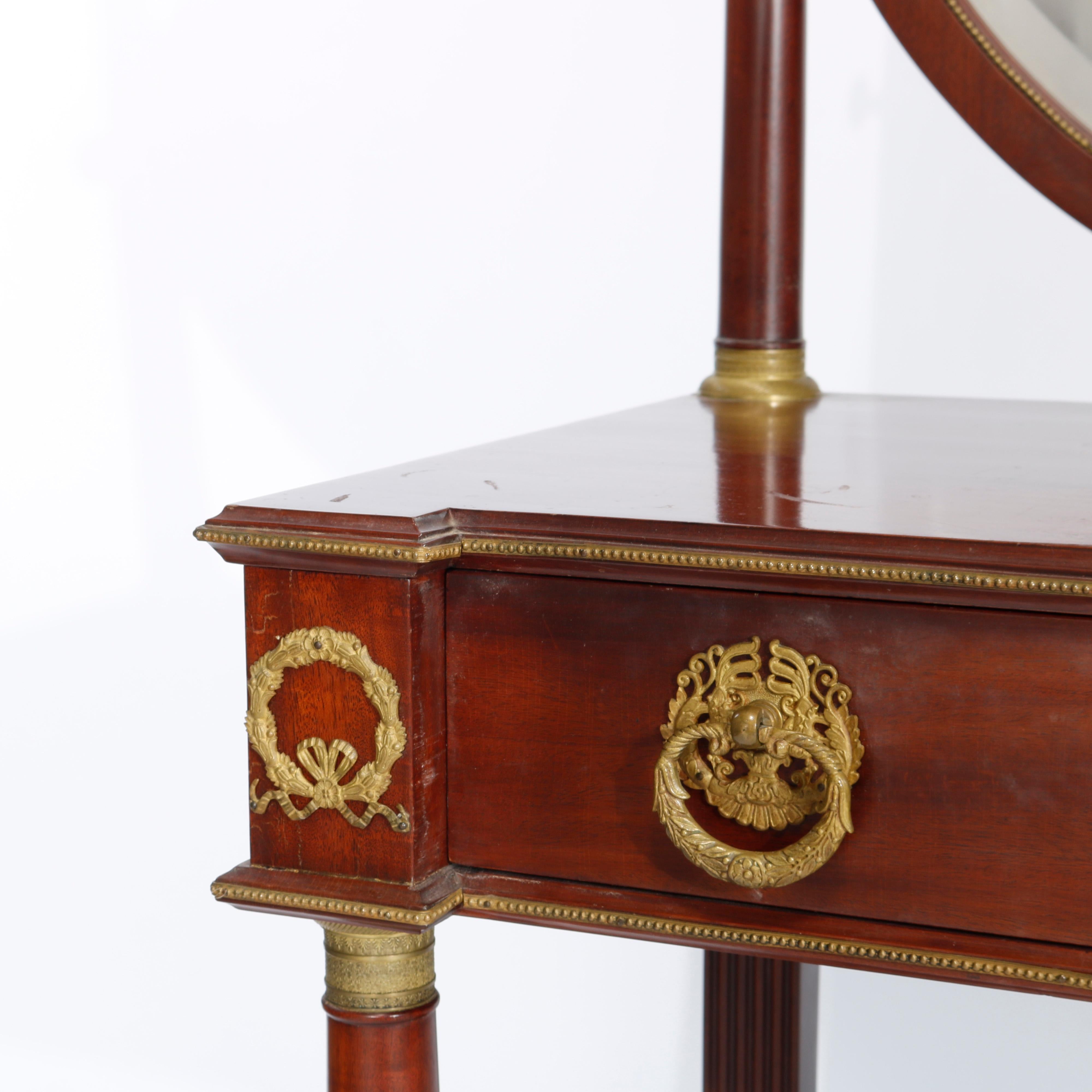 Antique Napoleon III Classical Revival Mahogany & Ormolu Dressing Table c1880 5