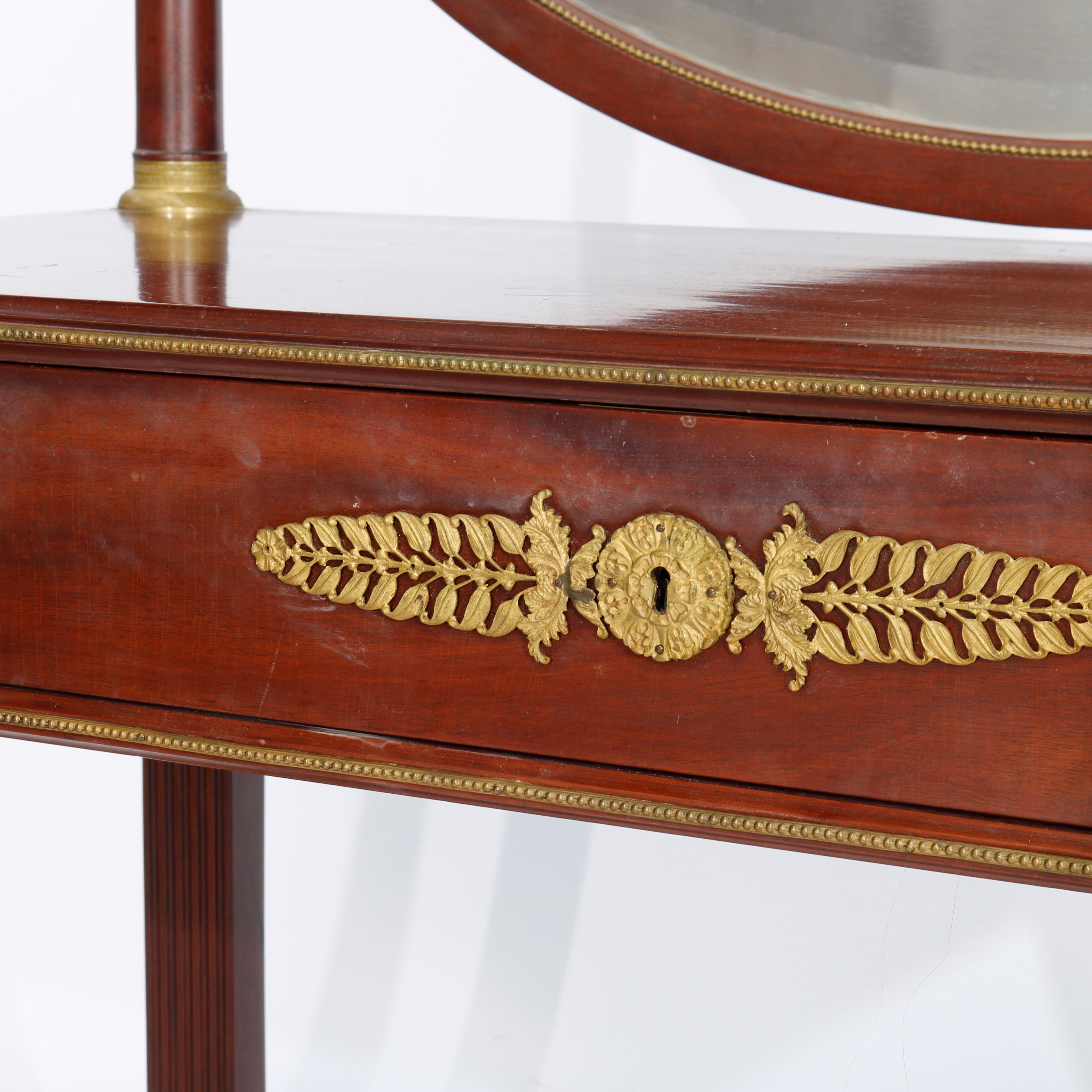 Antique Napoleon III Classical Revival Mahogany & Ormolu Dressing Table c1880 4