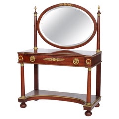 Antique Napoleon III Classical Revival Mahogany & Ormolu Dressing Table c1880
