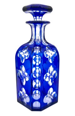 Antique Napoleon III Cut Crystal Glas Decanter Bottle Neo Gothic Ornaments