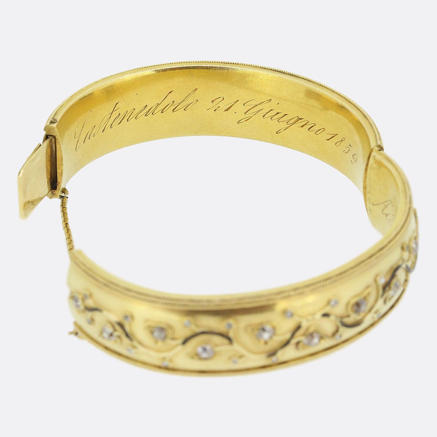 Antique Napoleon III Diamond Keepsake Bangle For Sale 1