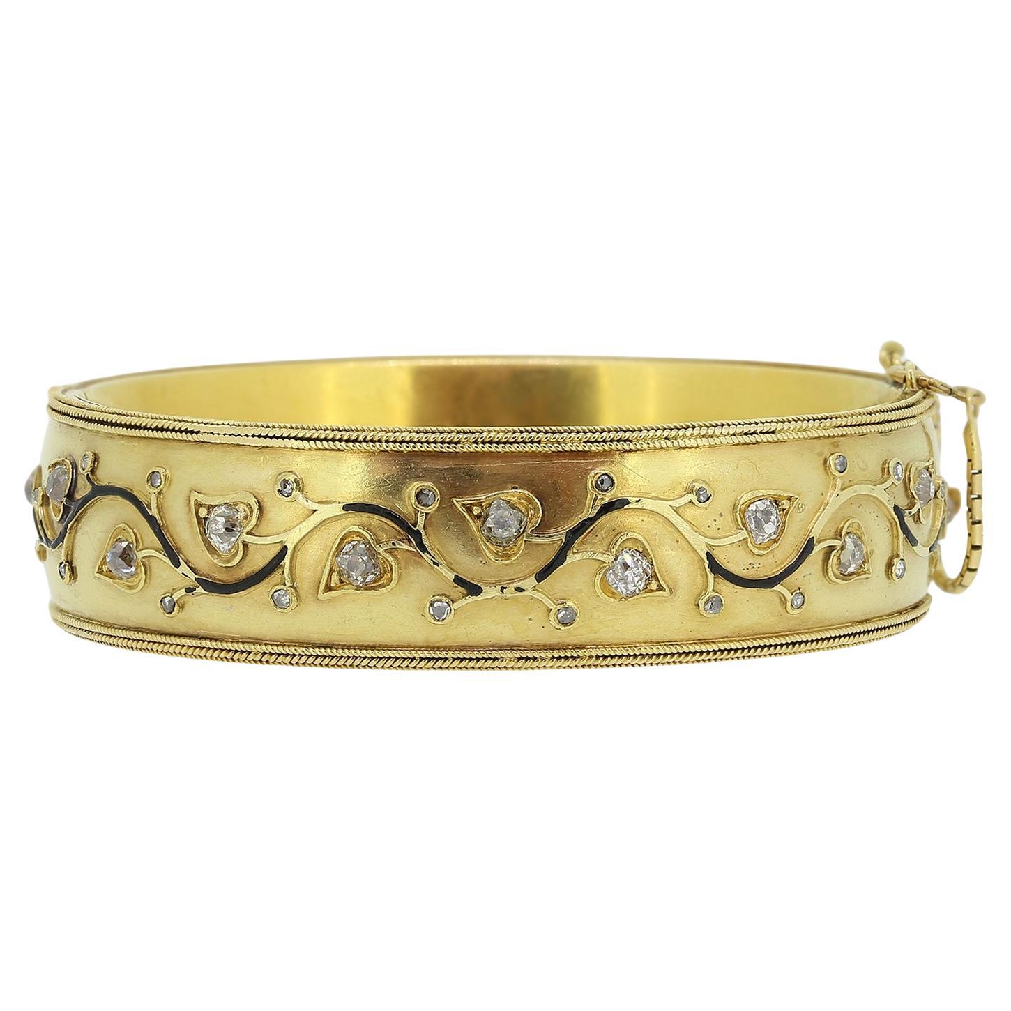 Antique Napoleon III Diamond Keepsake Bangle