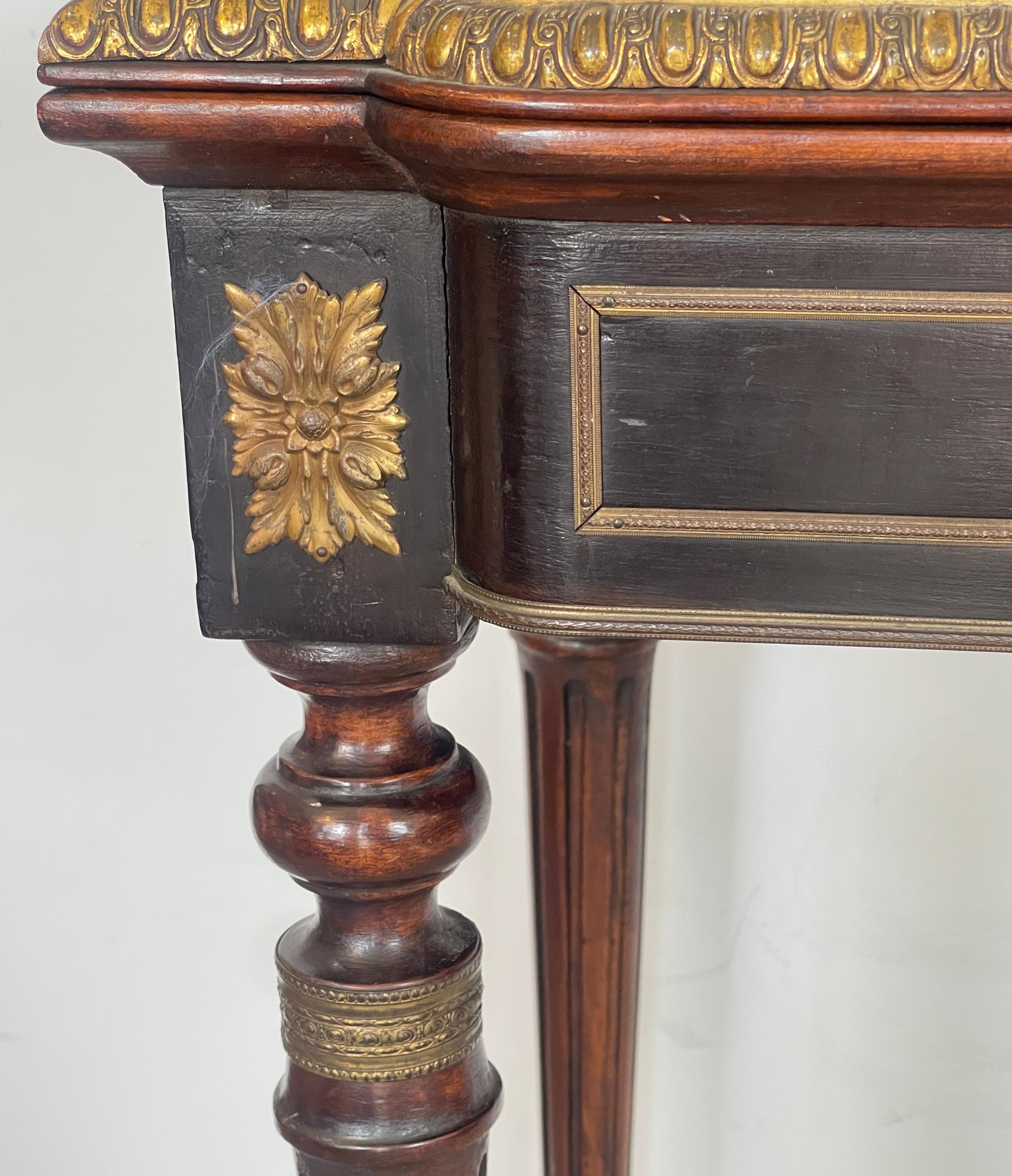 Ancienne table à cartes, console, Napoléon III, en Wood Foldes ébonisé en vente 3
