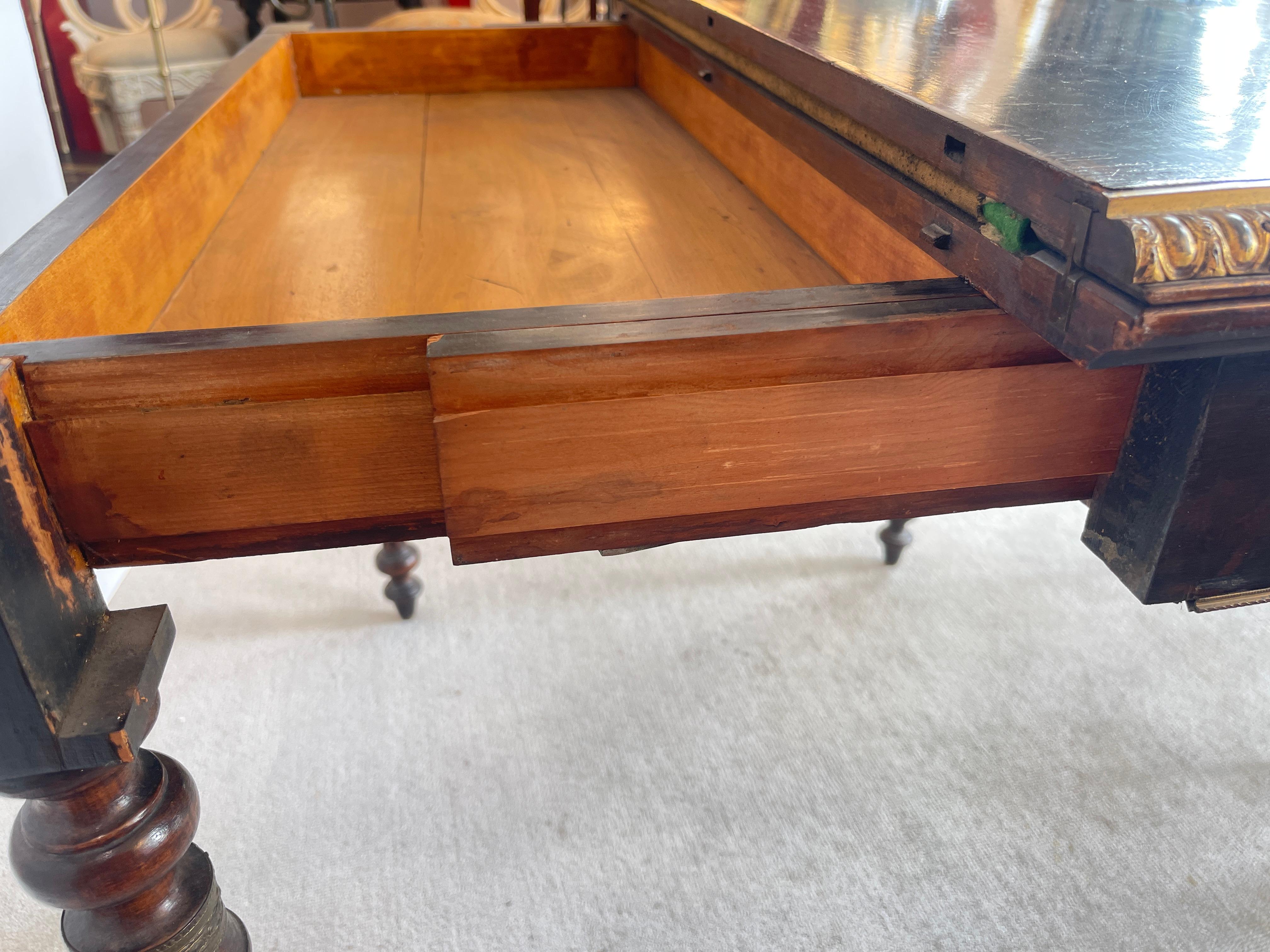 Ancienne table à cartes, console, Napoléon III, en Wood Foldes ébonisé en vente 5