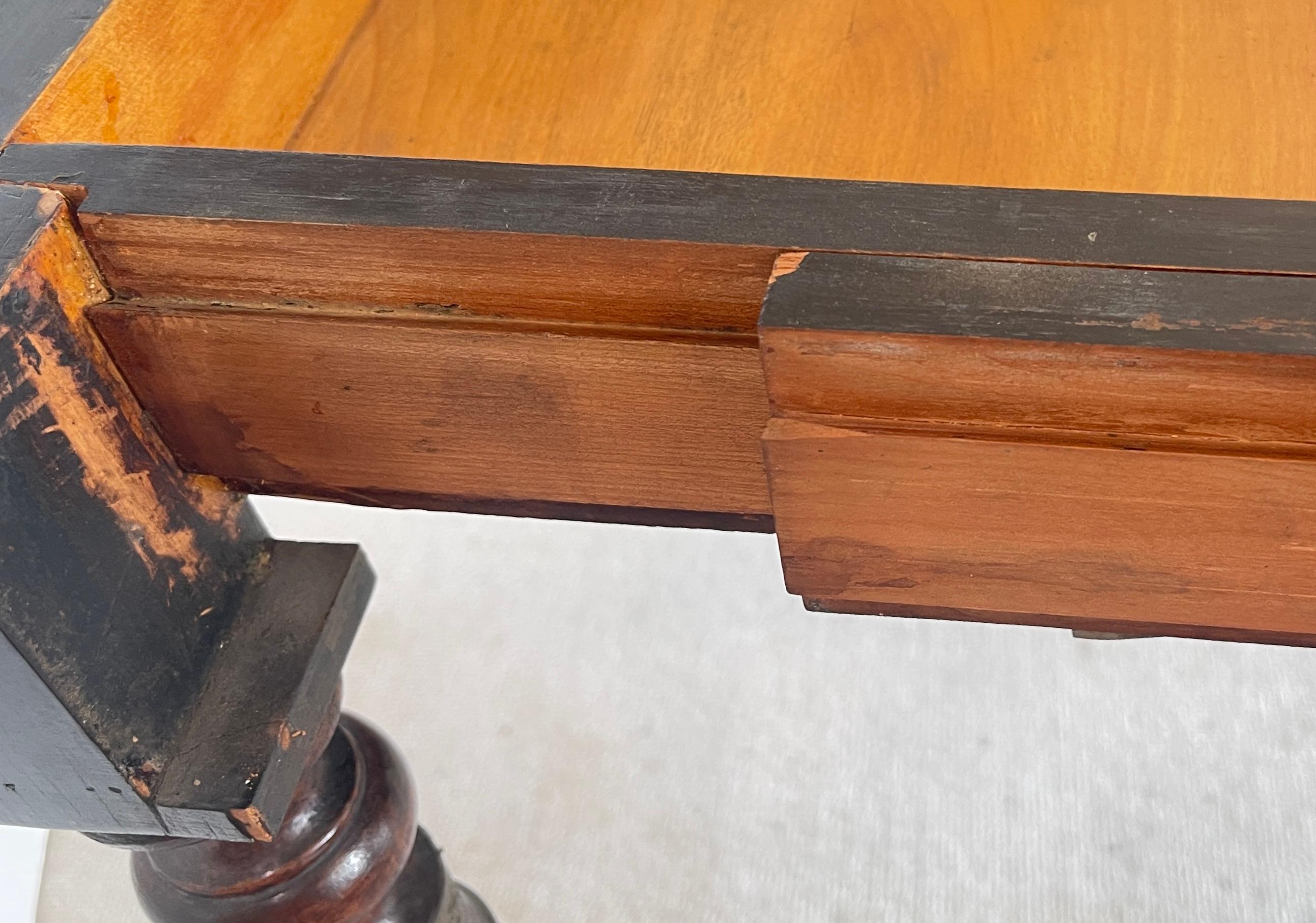 Ancienne table à cartes, console, Napoléon III, en Wood Foldes ébonisé en vente 7