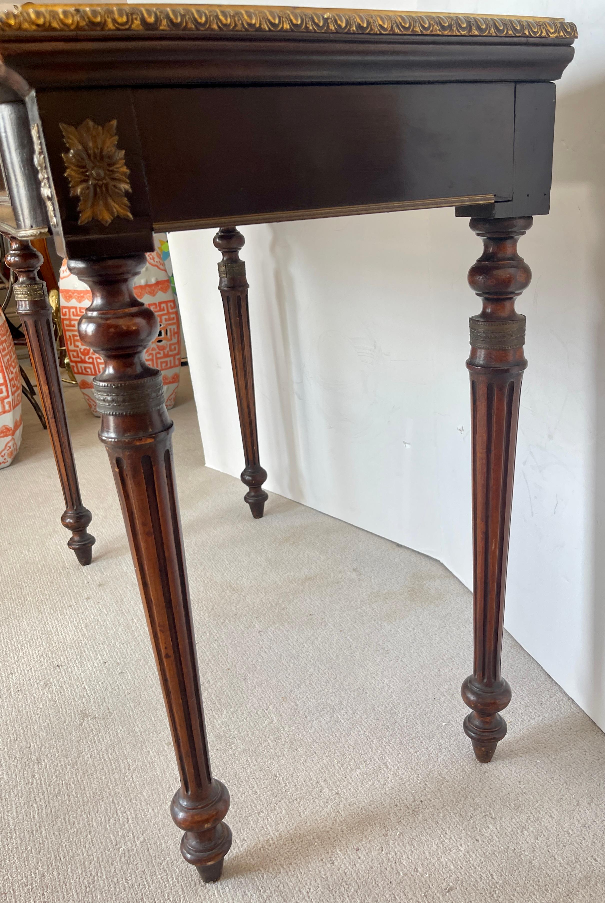 Ancienne table à cartes, console, Napoléon III, en Wood Foldes ébonisé en vente 12